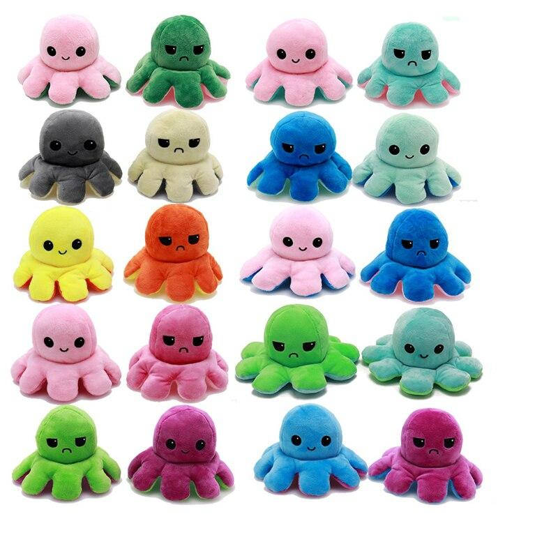 

Мягкая игрушка Masyasha Осьминог-перевертыш двухсторонняя Веселый-грустный, Разные цвета