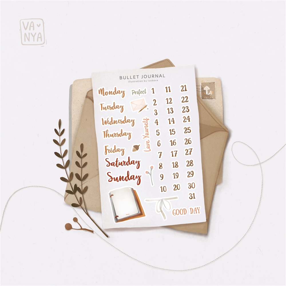

Наклейки для планера - Bullet Journal - Vanilka - 10х15