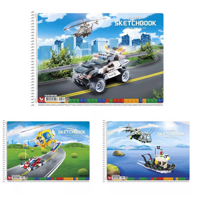 

Альбом для рисования Авто Лего Школярик 20 л, спираль, 020-531