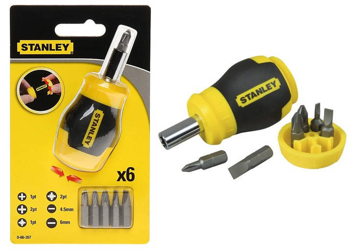 

Отвертка Укороченная + 6 насадок STANLEY 0-66-357