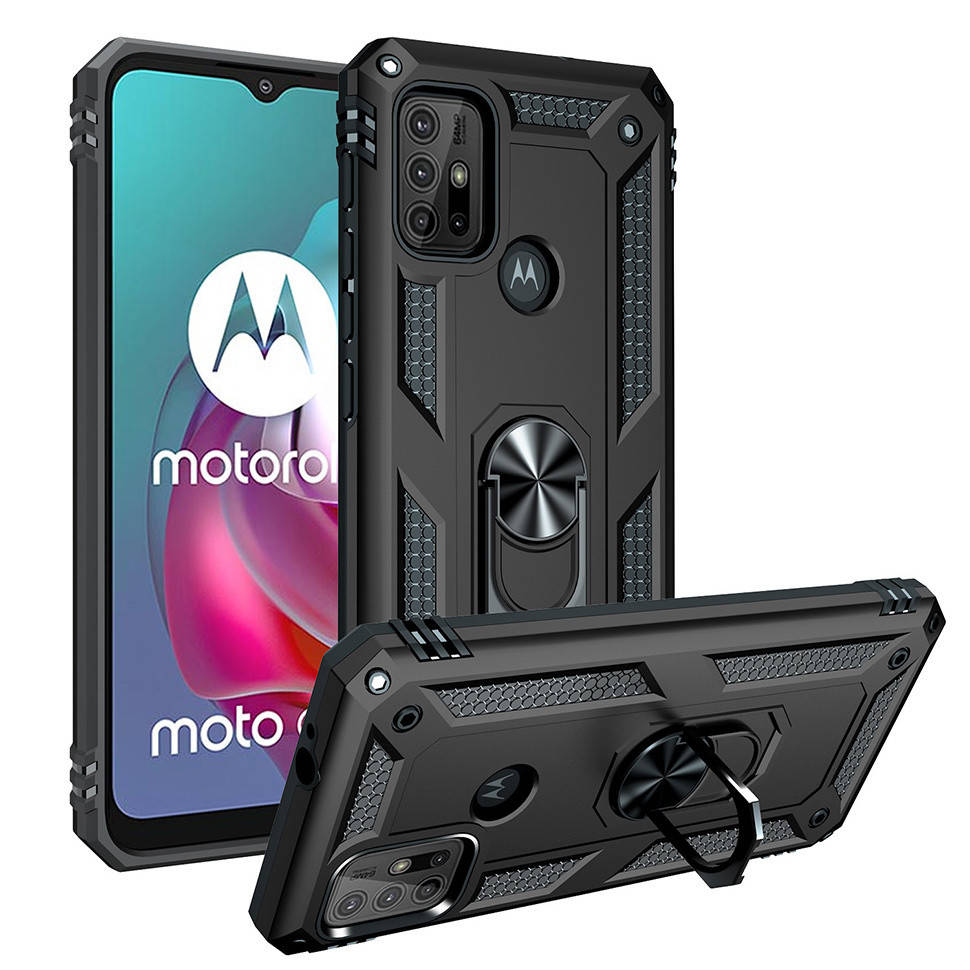 

Ударопрочный чехол Shell Ring для Motorola G30 Чёрный, Черный