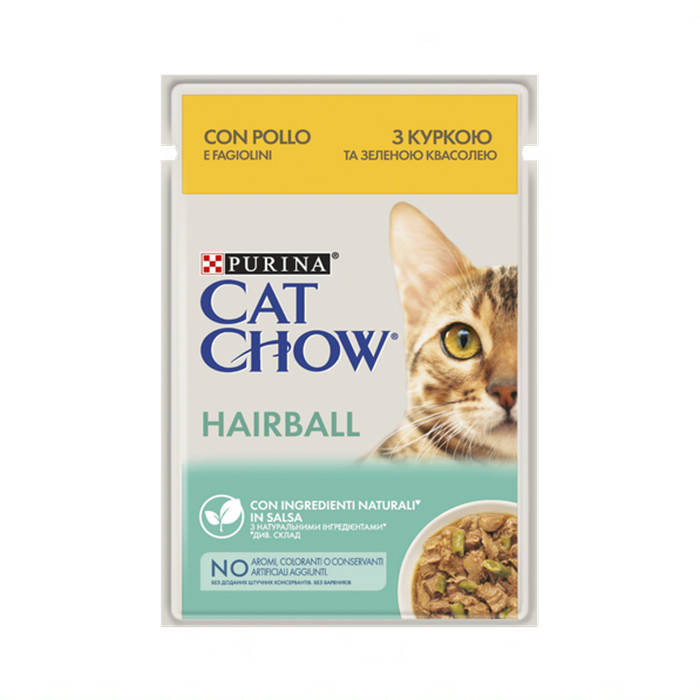 

Cat Chow Adult Hairball с курицей и зеленой фасолью 85 г