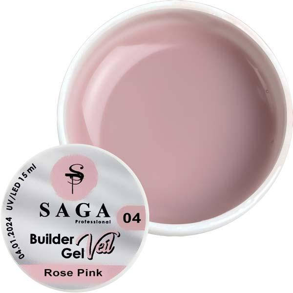 

Гель для наращивания SAGA Builder Gel Veil №4 Rose Pink 15 мл, Розовый