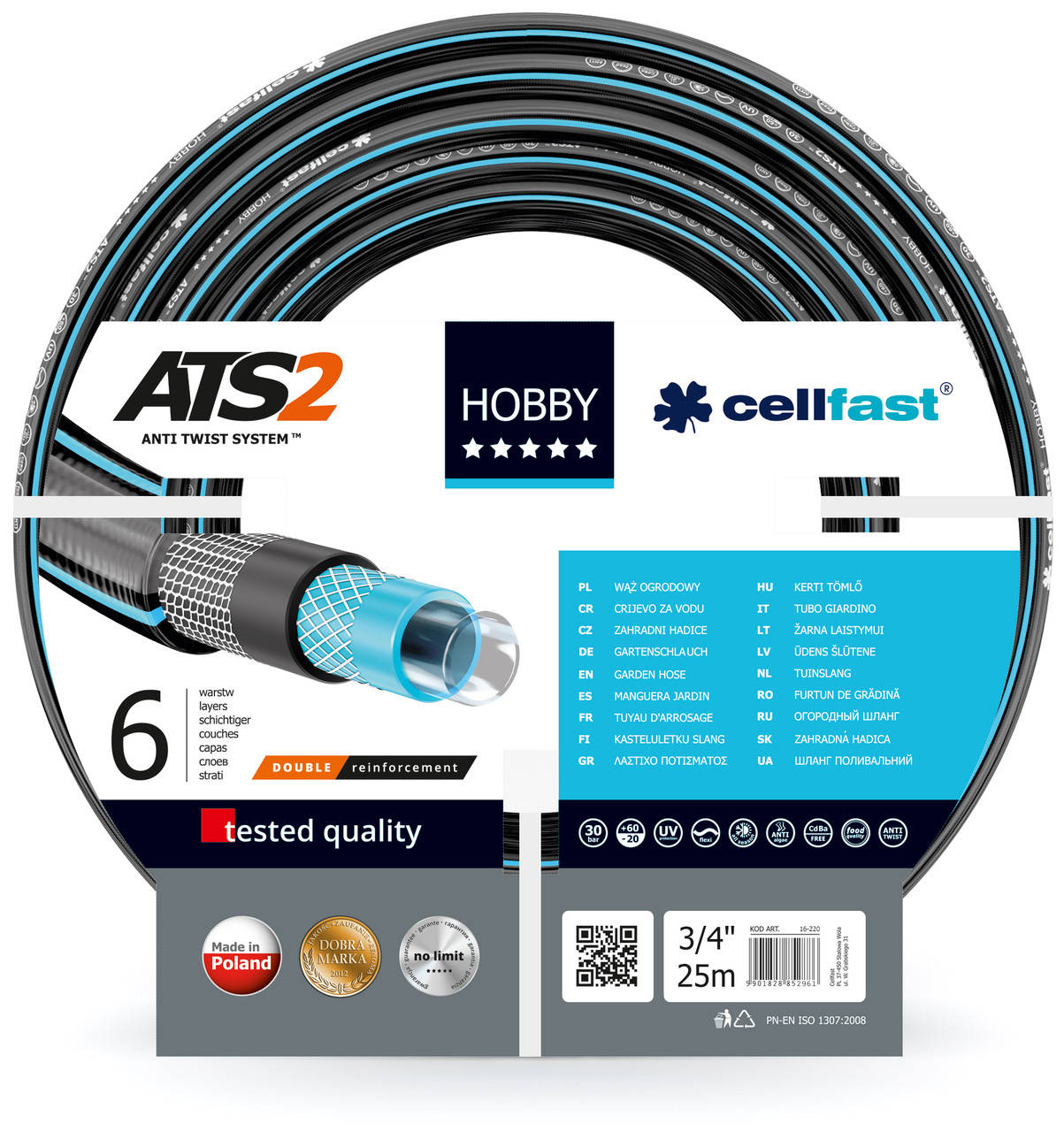 

Шланг поливочный садовый Cellfast Hobby ATS2 3/4"19мм 25м 16-220