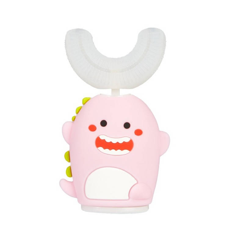 

Детская ультразвуковая зубная щетка типа U. Электрическая зубная щетка-капа из силикона для детей (розовая)