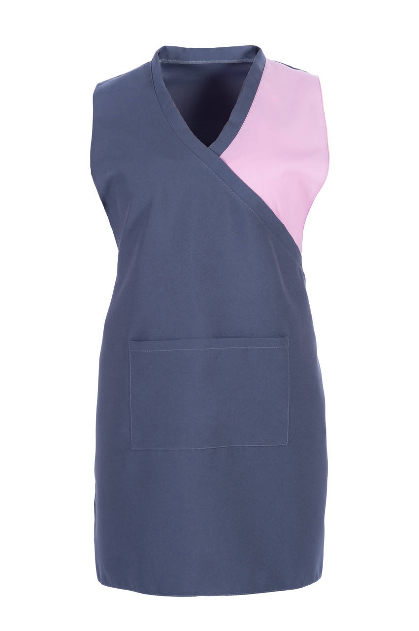 

Фартук для продавца клининга хитоновый двойной серый с розовым