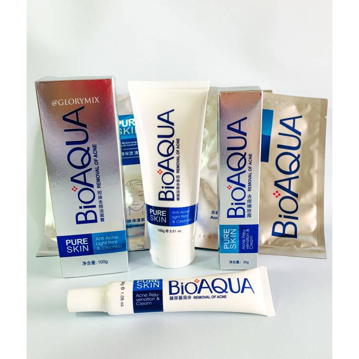 

Набор для проблемной кожи BIOAQUA Pure Skin анти-акне: пенка + крем + 4 тканевых маски