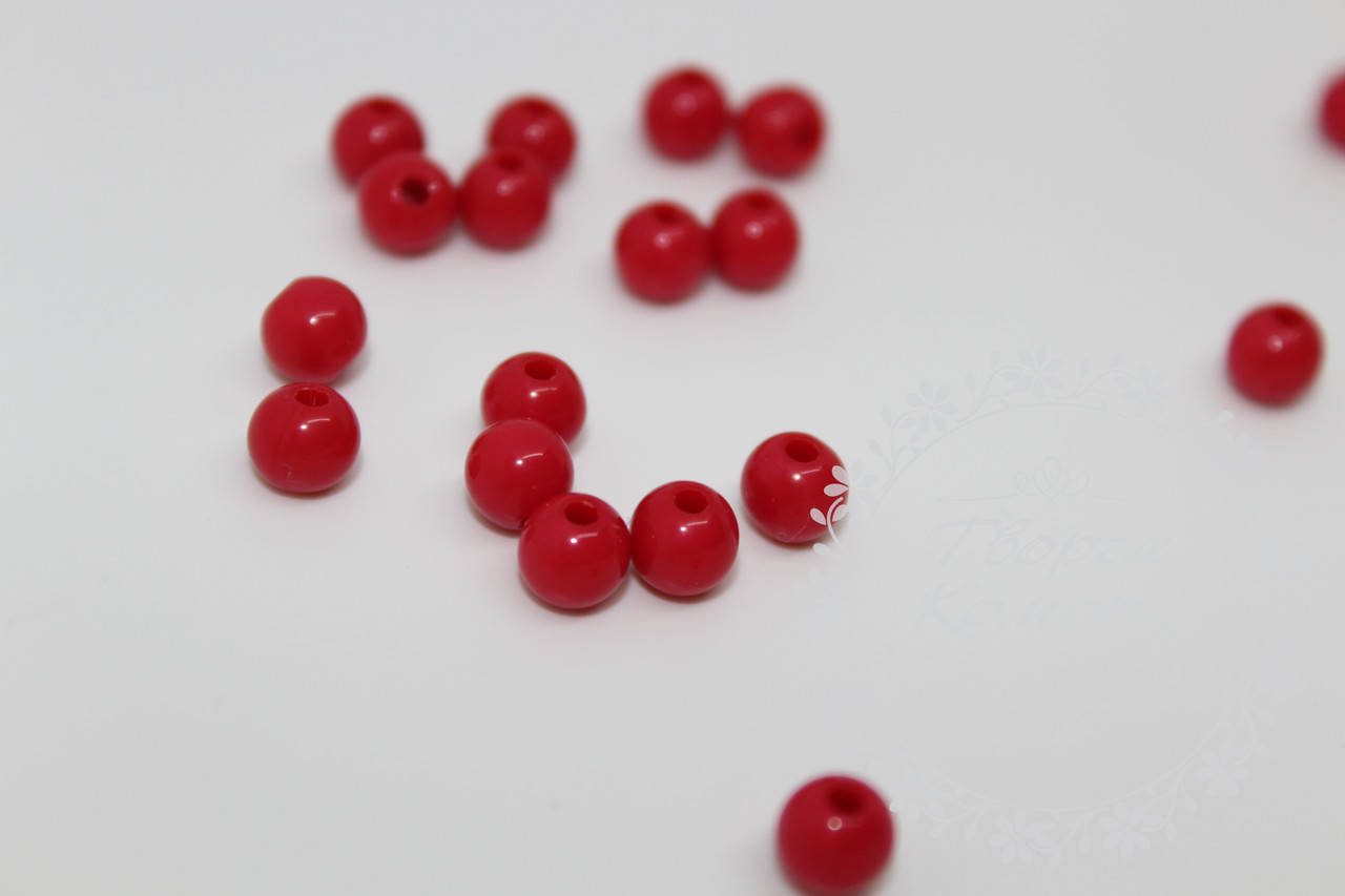 

Бусина красная пластиковая, 6 мм
