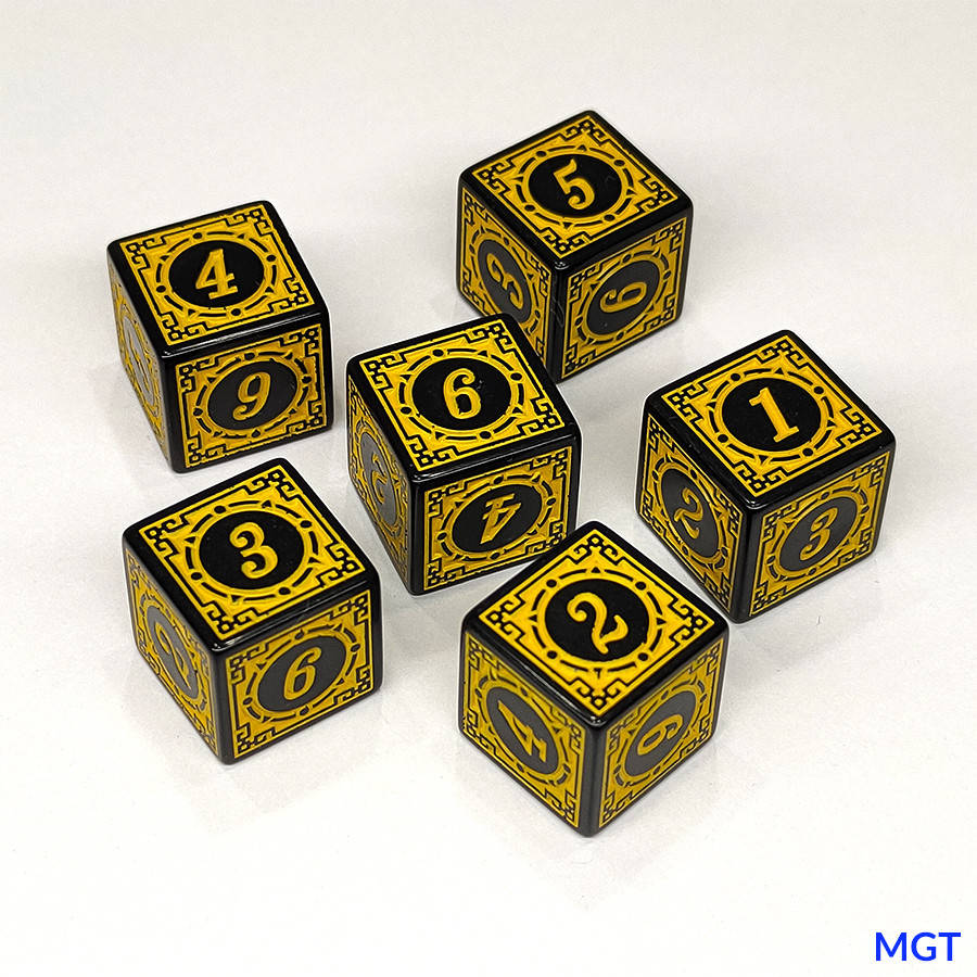 

Кубы игровые D6 цифровые, 16мм, "Орнамент", желтый