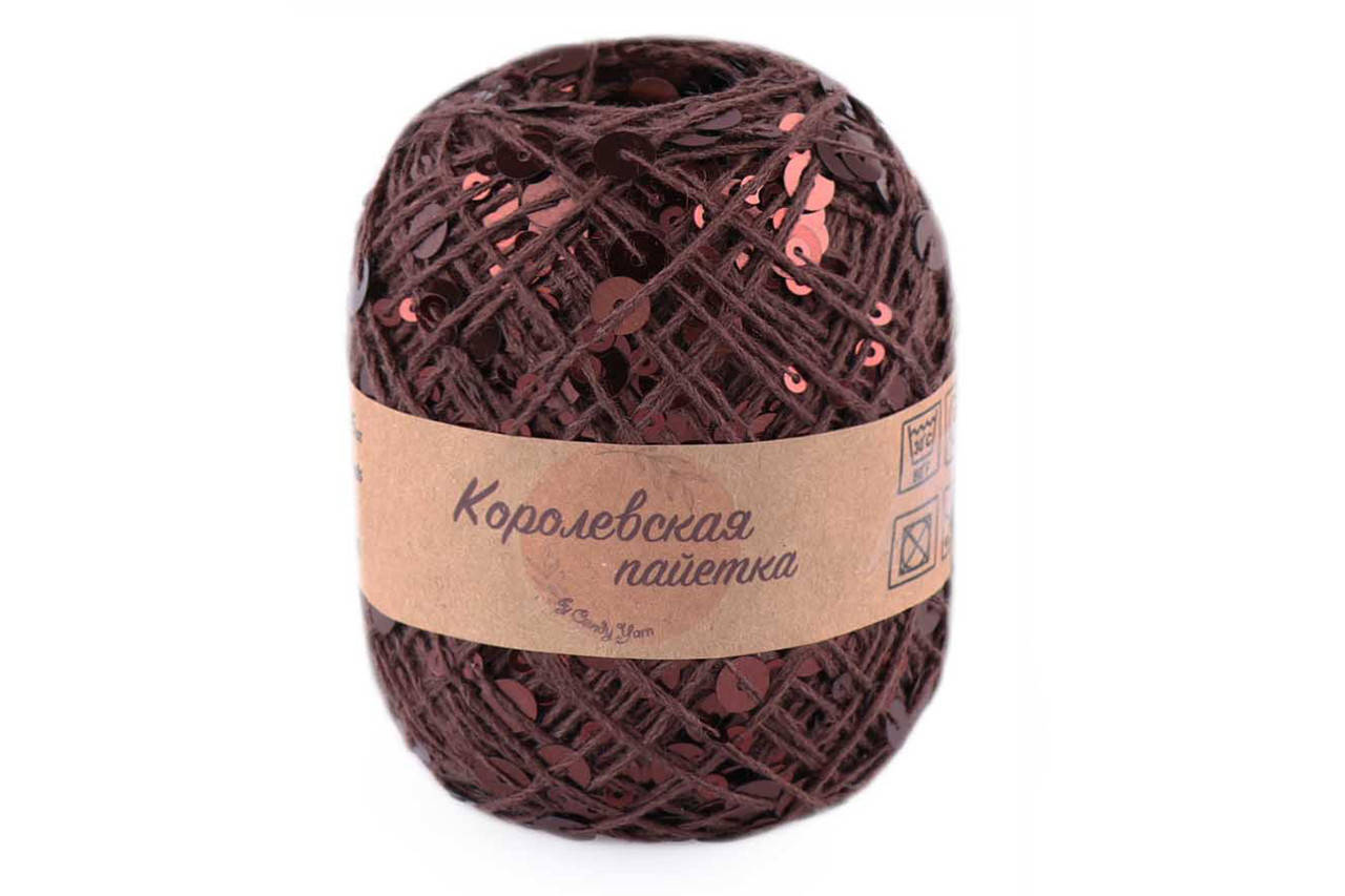 

Candу Yarn "Королевская пайетка", Шоколад, 3мм+6мм, Коричневый