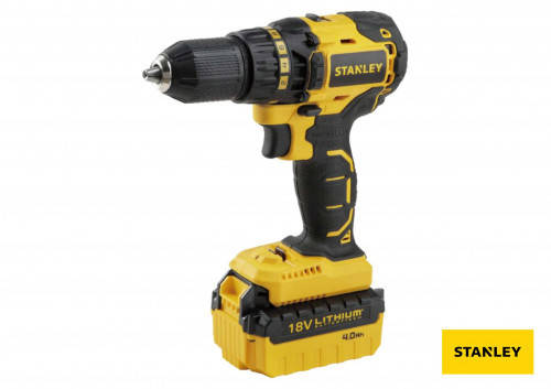 

ШУРУПОВЕРТ-ДРИЛЬ БЕЗЩІТКОВИЙ АКУМУЛЯТОРНИЙ STANLEY 2 Х LI-ION 18 В 4 АГОД 55 НМ 13 ММ + КЕЙС SBD201M2K-RU