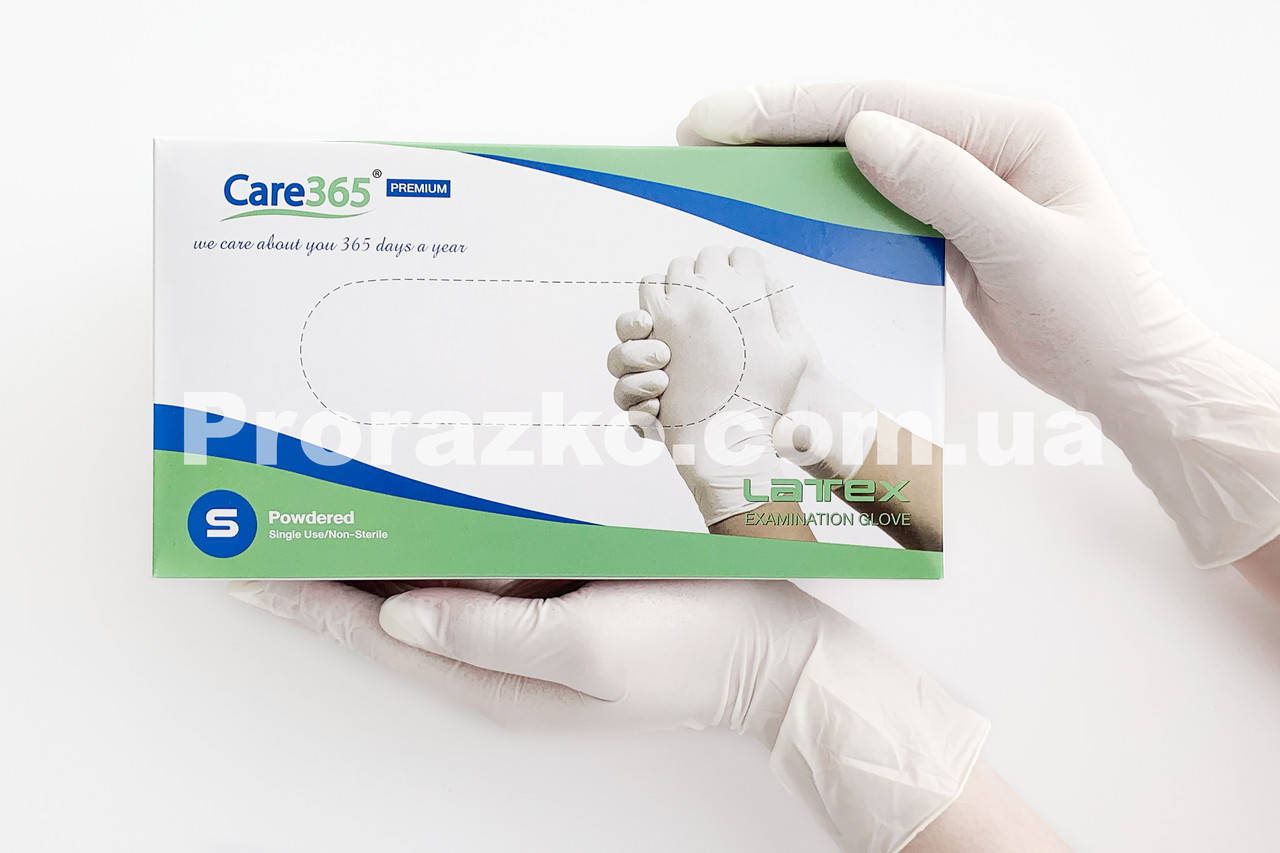 

Латексные перчатки опудрени Care 365 Premium,  (6-7), белые, 100 шт, Белый