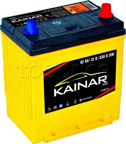 

Аккумулятор 42Ah-12v KAINAR Asia (186x129x220),R,EN330 Азия тонк.клеммы. НДС