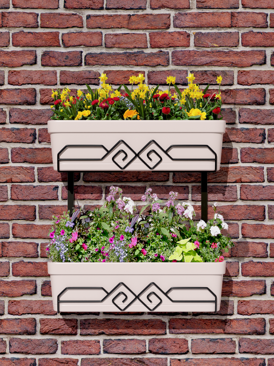 

Настенная двойная подставка для цветов и вазонов черная