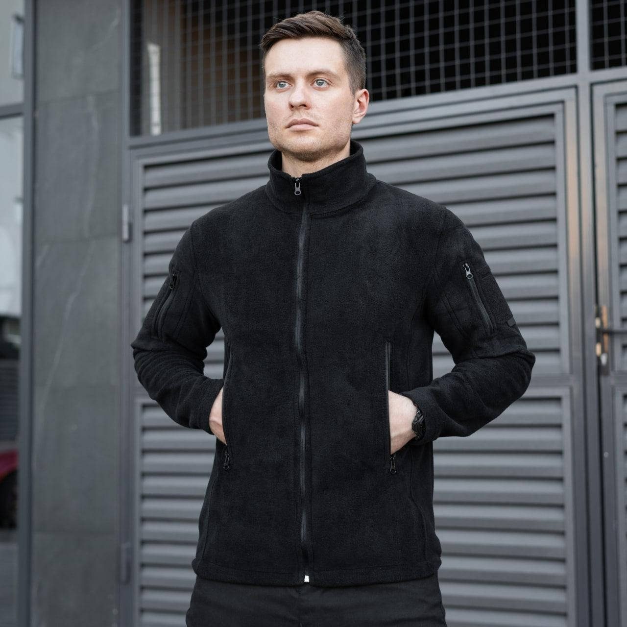 

Тактическая флисовая кофта, флиска черная M-XXL размер, Черный