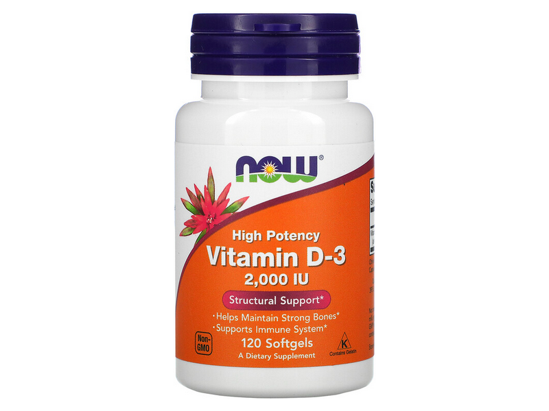 

Витамин Д3, Vitamin D-3, Now Foods, 2000 МЕ, 120 капсул