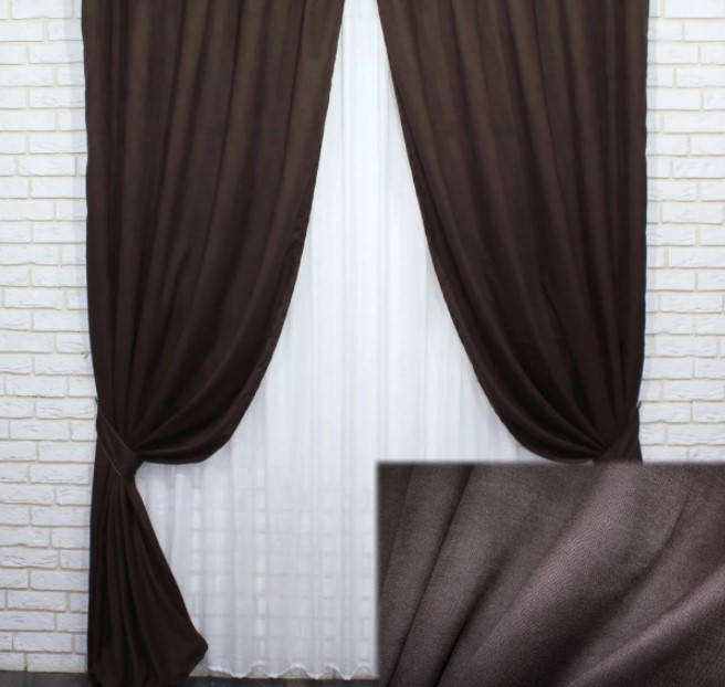 

Комплект штор з тканини мікровелюр Petek. Колір венге