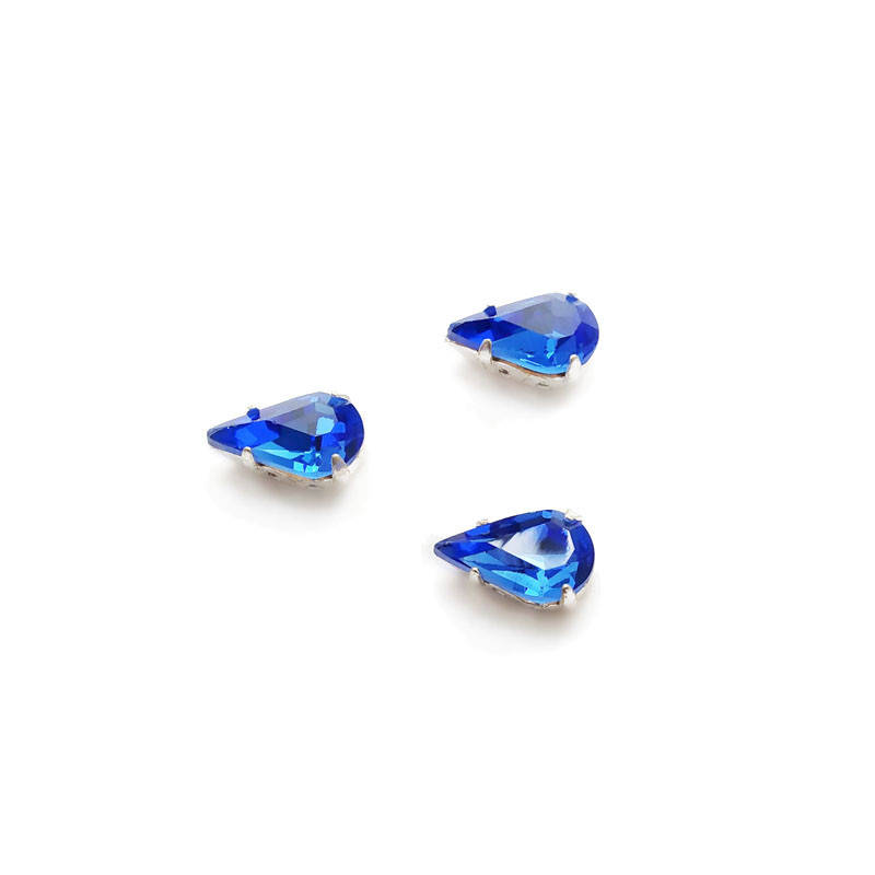 

Капли в цапах Preciosa (Чехия) 13х7.8 мм Sapphire/серебро, Синий