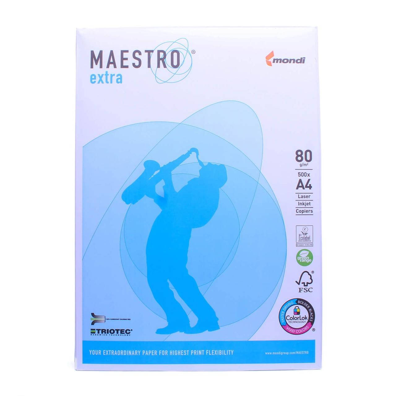 

Бумага офисная А4 80г/м2 500 листов Maestro Extra, Белый