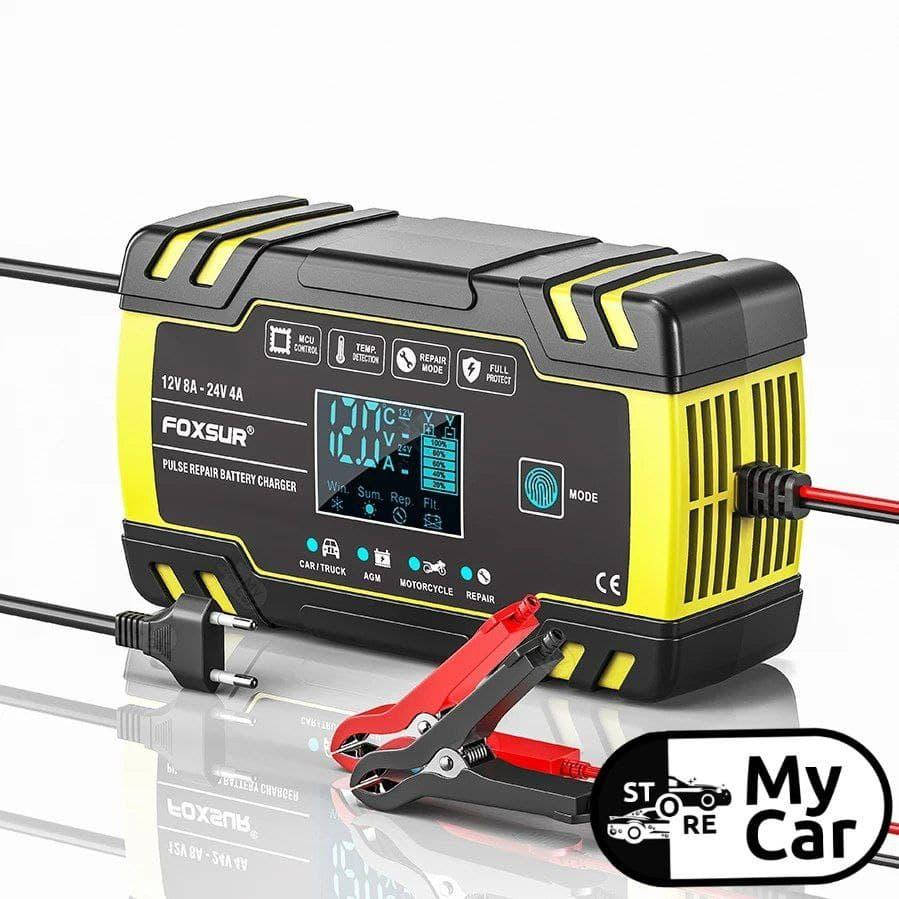 

Автомобильное зарядное устройство Foxsur 12/24 8А, импульсное автоматическое зарядное для аккумулятора