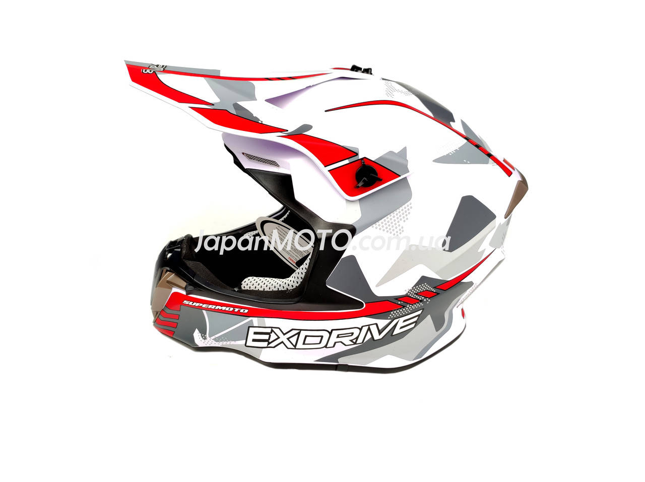 

Шлем кроссовый EXDRIVE (size: , бело-красный матовый, EX-806 MX
