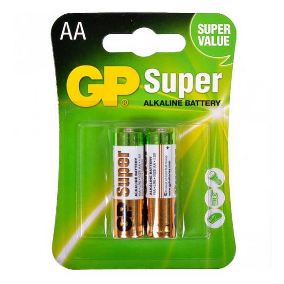 

Батарейки пальчиковые, размер АА, тип GP 15AUHM-2UE2 LR6 ULTRA, 2шт. в блистере