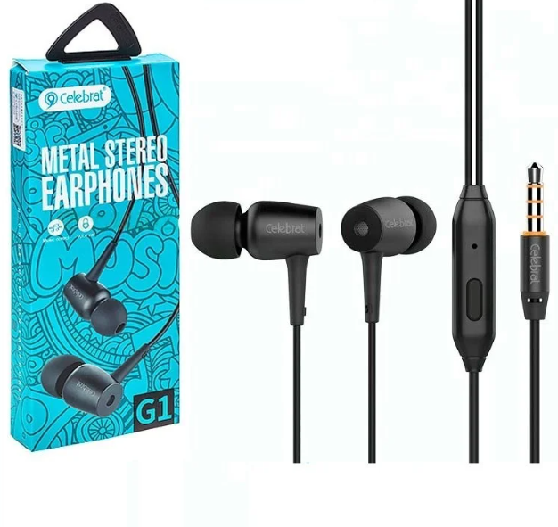 

Вакуумные наушники c микрофоном Celebrat G1 Black Черные, Черный