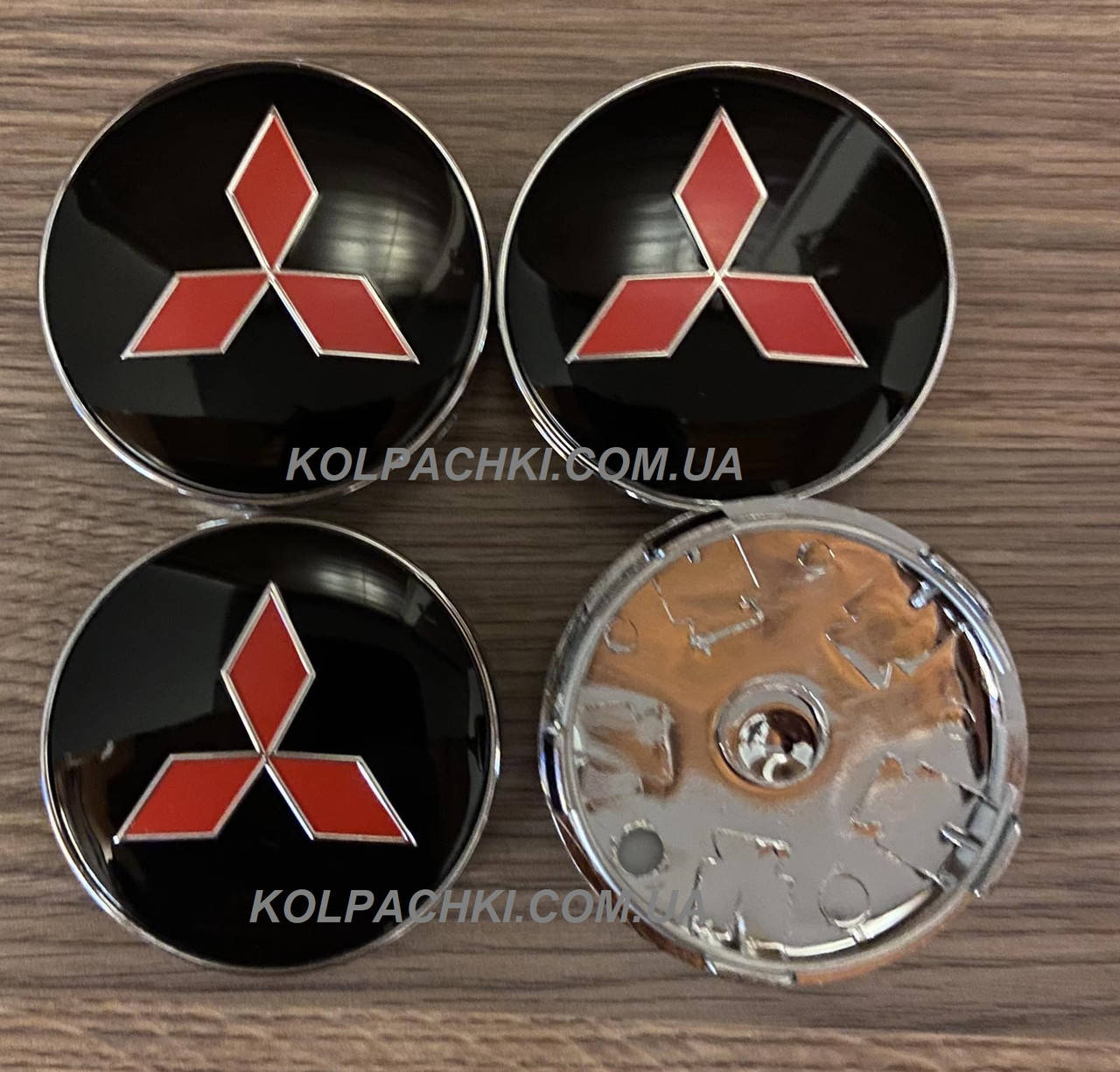 

Колпачки Mitsubishi 60мм 56мм черные с хром логотипом