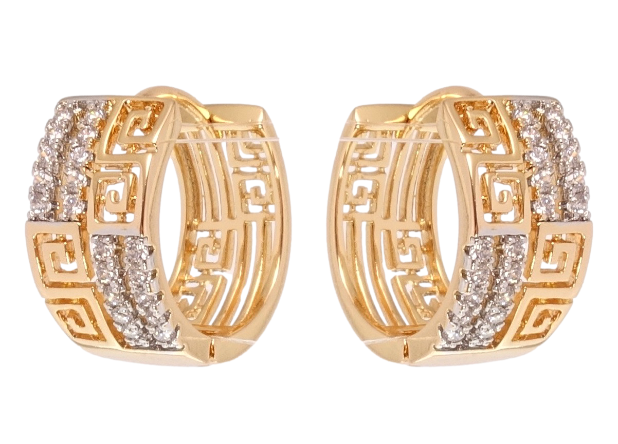 

Серьги Xuping Позолота 18K + Родий колечки "Инкрустация цирконием с резным узором"