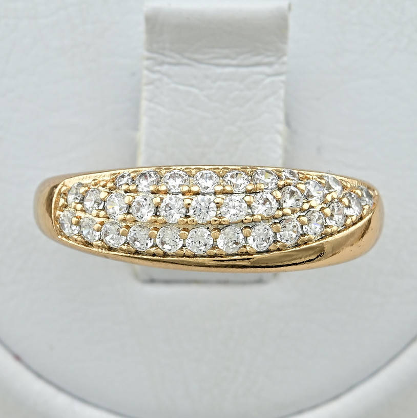 

Кольцо Xuping Нью Йорк 14805 ширина 6 мм белые фианиты позолота 18К размер 17