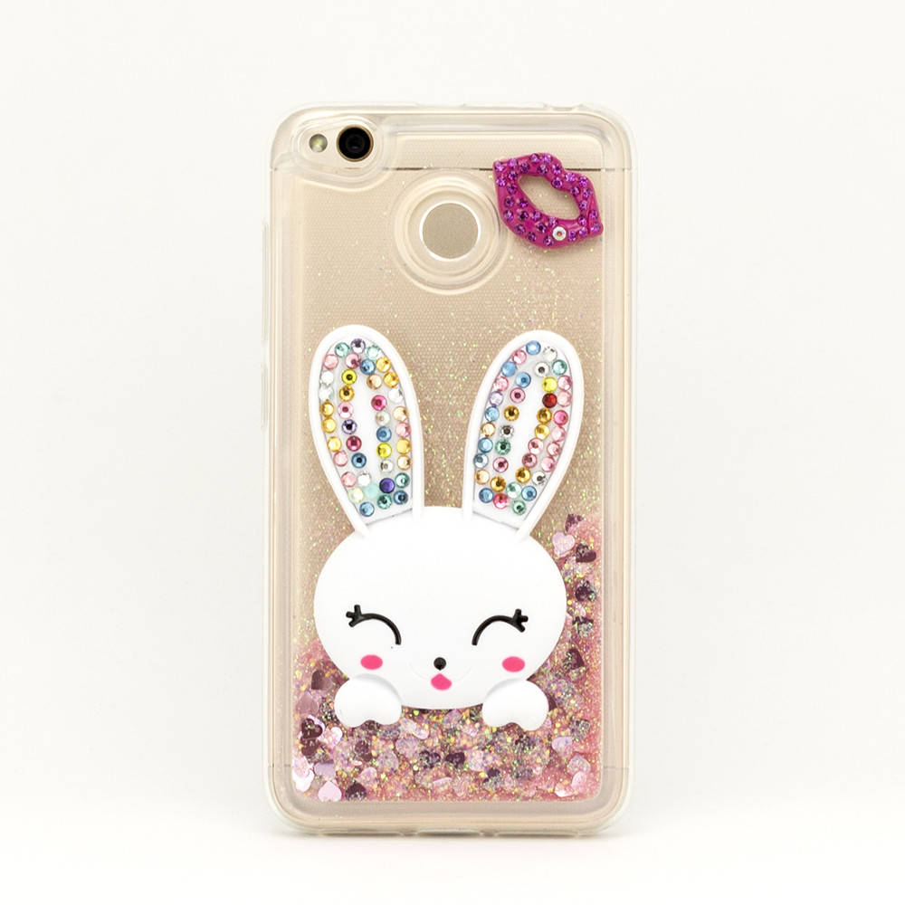 

Чехол Glitter для Xiaomi Redmi 4X / 4X Pro бампер жидкий блеск Заяц Розовый