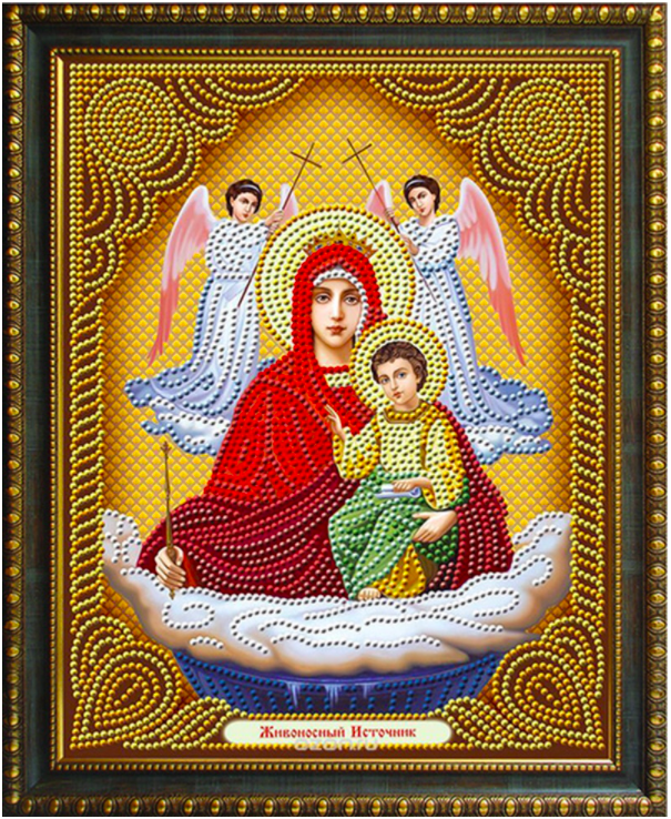 

Картина алмазная вышивка Икона Живоносный источник 40х30 см с круглыми стразами