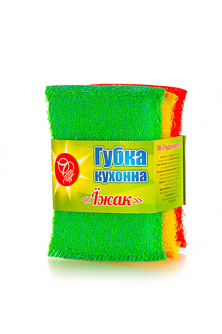 

Губка кухонная Ёж ТМ 7 чудес (25*80*125), 3 шт, Разные цвета
