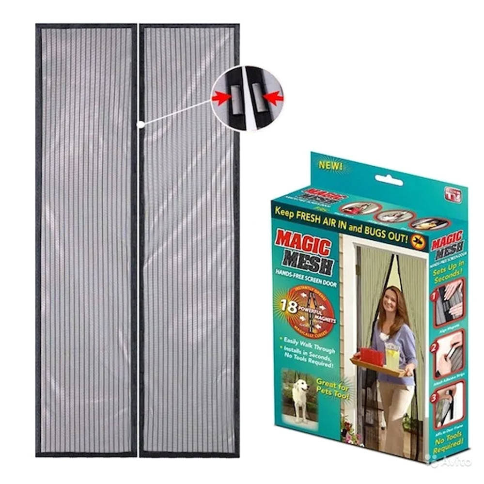

Антимоскитная сетка на магнитах Magic Mesh 210х100 см москитная штора на дверь Защитная шторка от комаров