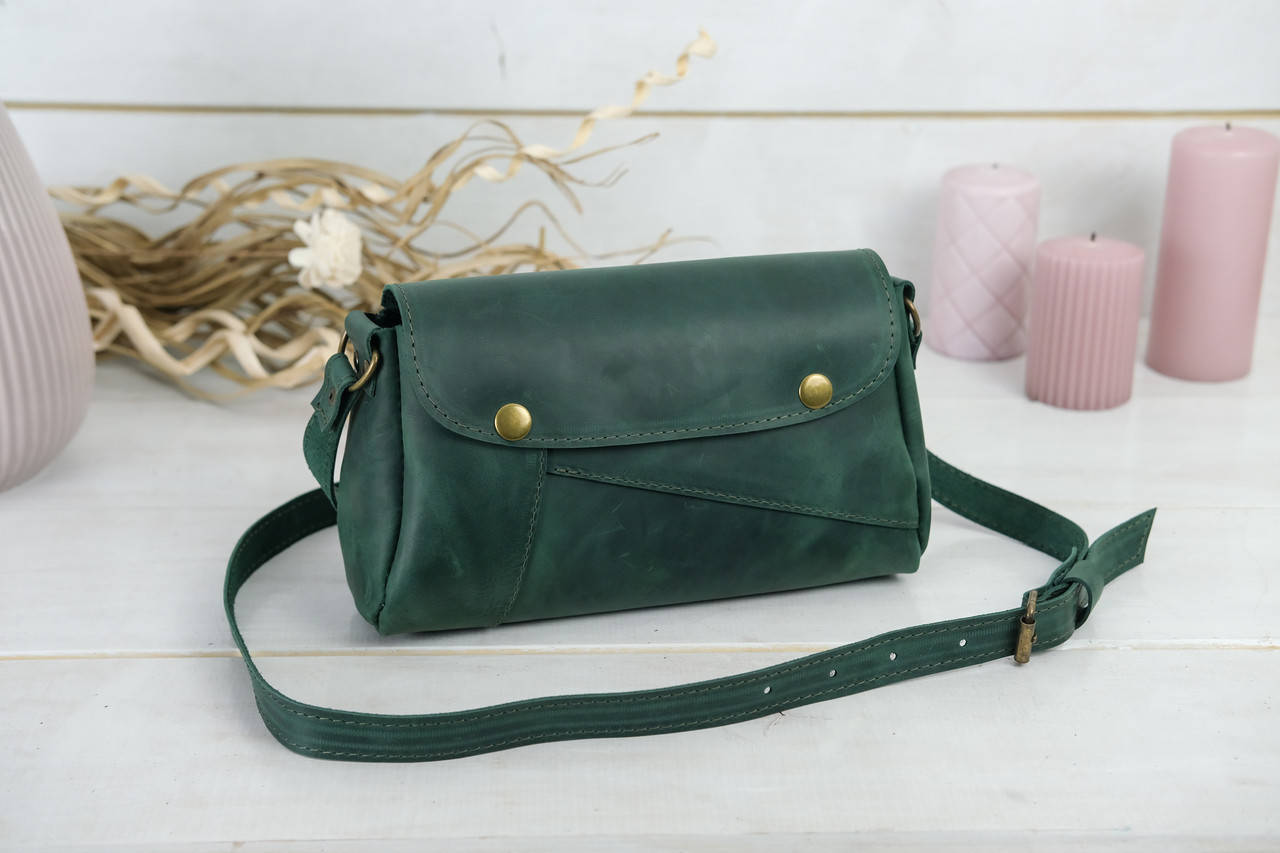 

Женская кожаная сумка Френки, натуральная Винтажная кожа, цвет Зеленый, Зелёный