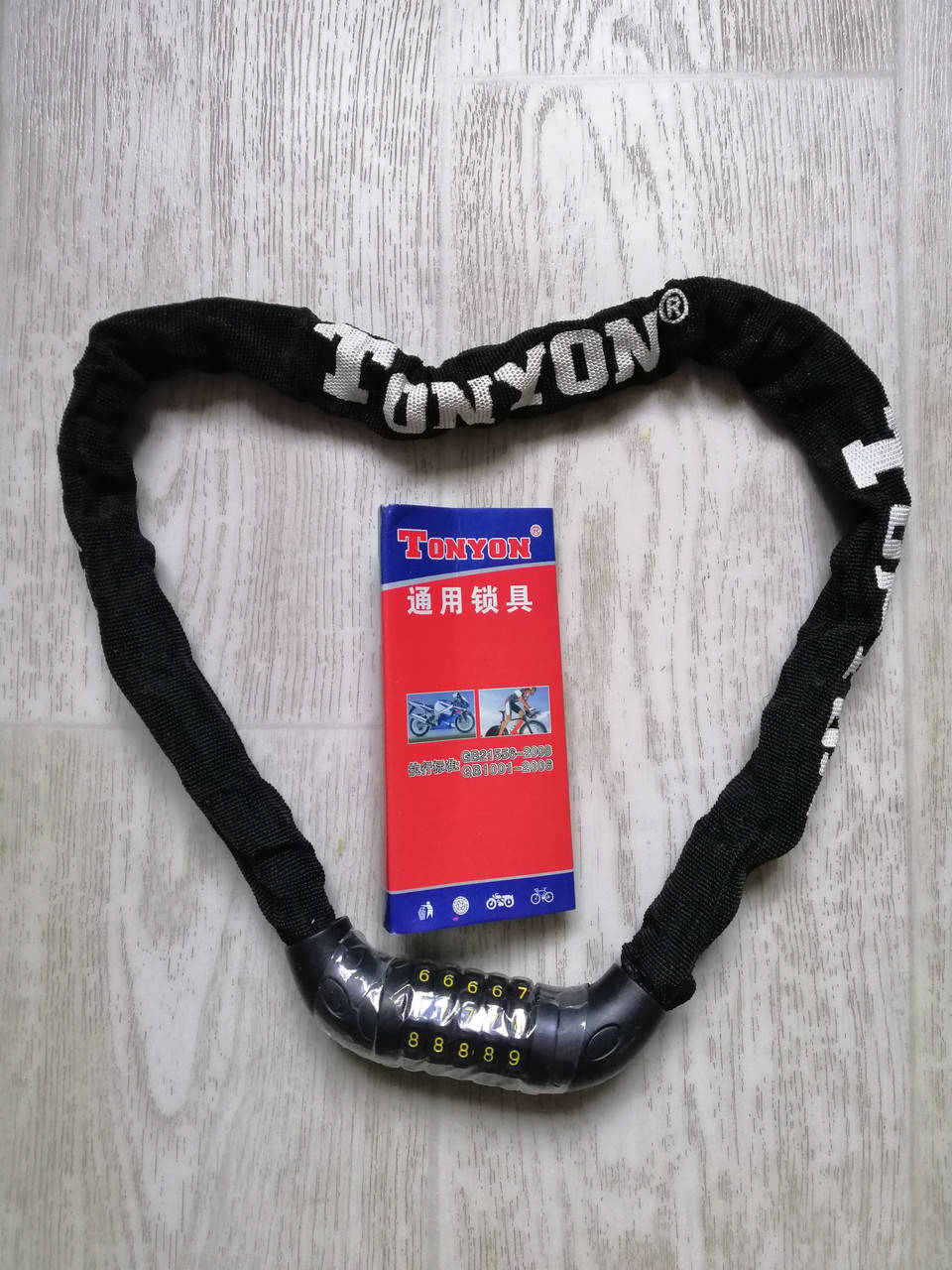 

Велозамок-цепь противоугонный TONYON,трос кодовый,цепной замок в текстиле