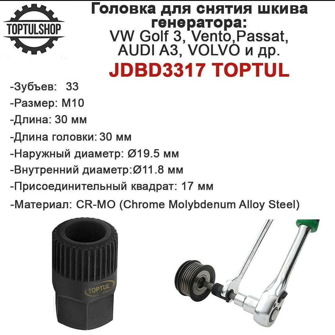 

Головка для снятия шкива генератора TOPTUL JDBD3317