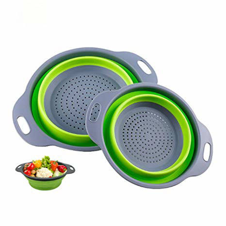 

Дуршлаг силиконовый складной Collapsible filter baskets BUF2453243 Сито комплект 2 шт Зеленый STR