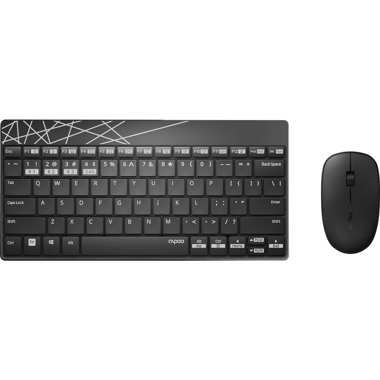 

Комплект (клавиатура + мышь) Rapoo 8000M wireless black (63920) [45023], Черный