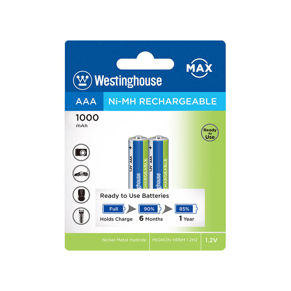 

Аккумулятор Westinghouse Ni-Mh 1000 Max ААA/R03 2шт/уп blister