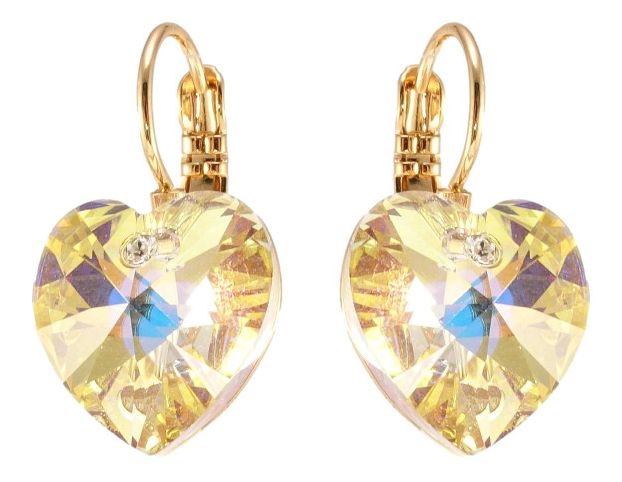 

Серьги Xuping Позолота 18K с кр-ми Swarovski французский замок "Кристальное сердце Sunshine Delitе на дужке"