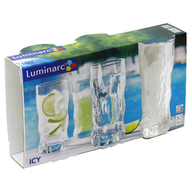 

Стаканы высокие (стеклянные) Luminarc «Icy» | набор: 3шт | 400мл, Прозрачный