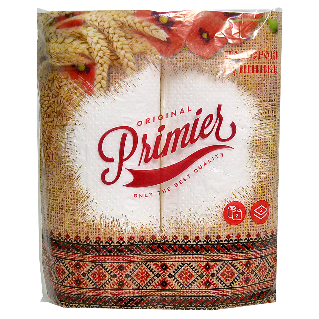 

Полотенца бумажные в рулоне Primier двухслойные 100% целлюлоза (2*38листов) (1ящ/24уп), Белый