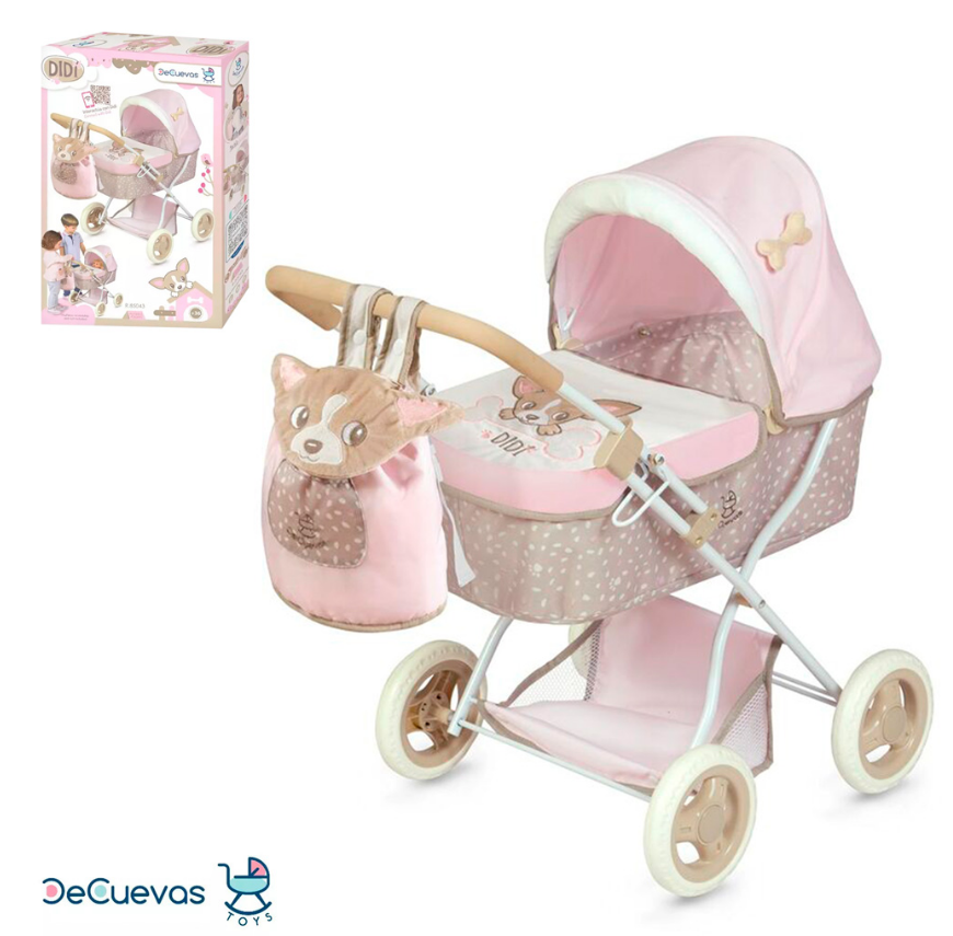 

Коляска для куклы decuevas 85043 с рюкзаком диди , 65 см, Розовый