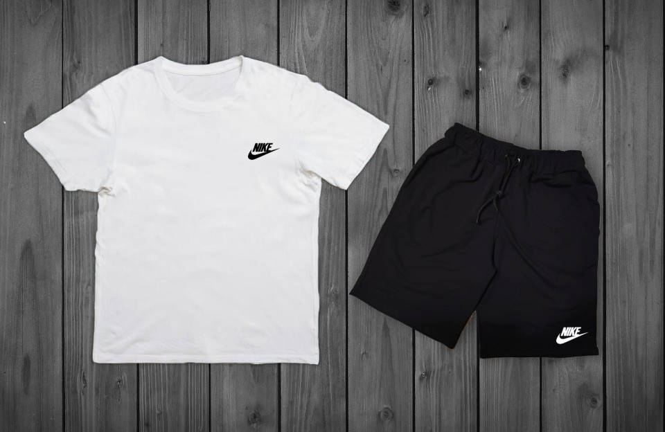 

Летний комплект Nike Белая футболка черные шорты
