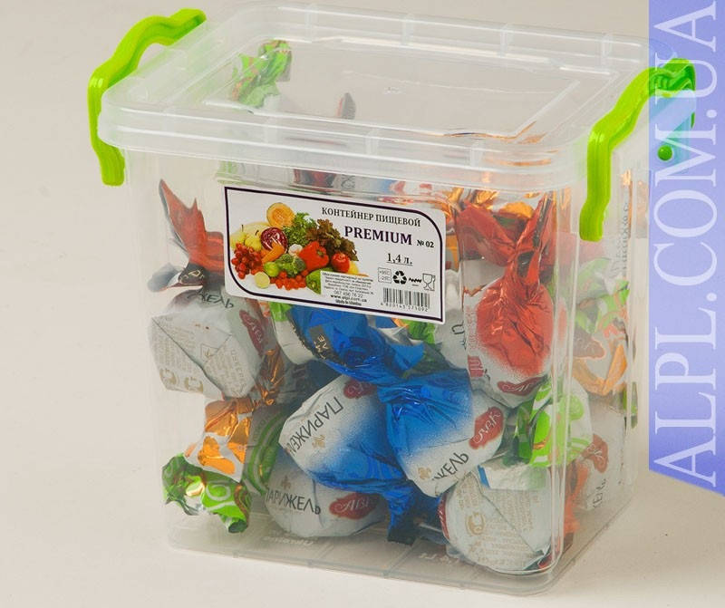 

Контейнер для хранения продуктов с зажимами "Premium" - 1,4л, глубокий