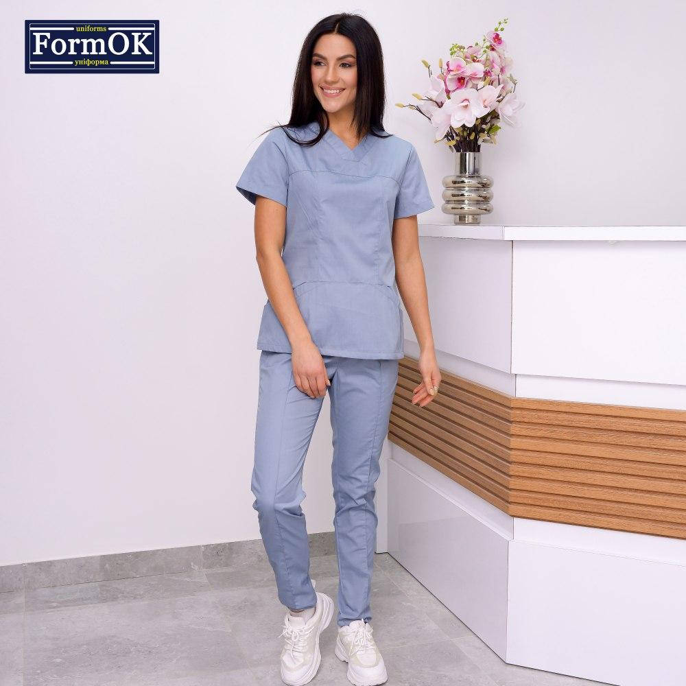 

Костюм медицинский серо-голубой Avicenna с коротким рукавом FormOK, Серый