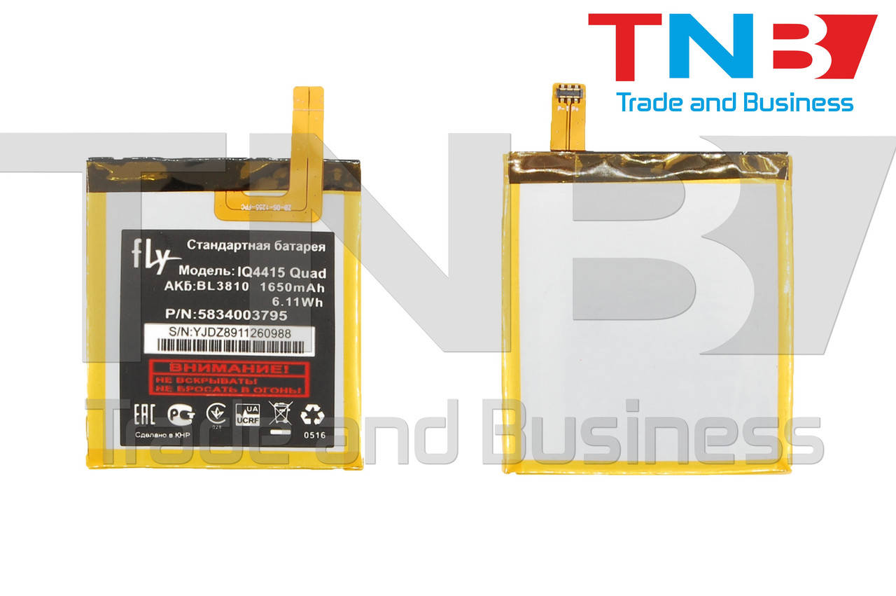 

Батарея FLY BL3810 Li-ion 3.7V 1650mAh ОРИГИНАЛ Тип1