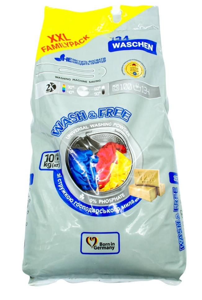 

Порошок для стирки Wash & Free Universal (универсальный), 10 кг.