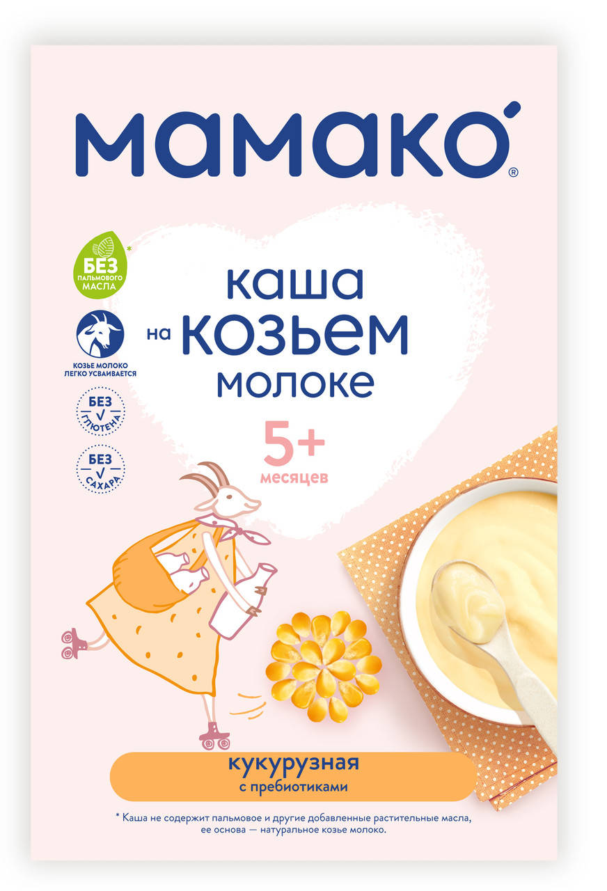 

Каша молочная кукурузная с пребиотиками на козьем молоке Мамако, 200г